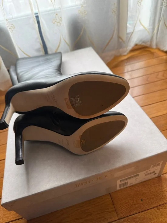 Jimmy Choo Black Tall Leather Heeled Boots - Picture 8 of 8